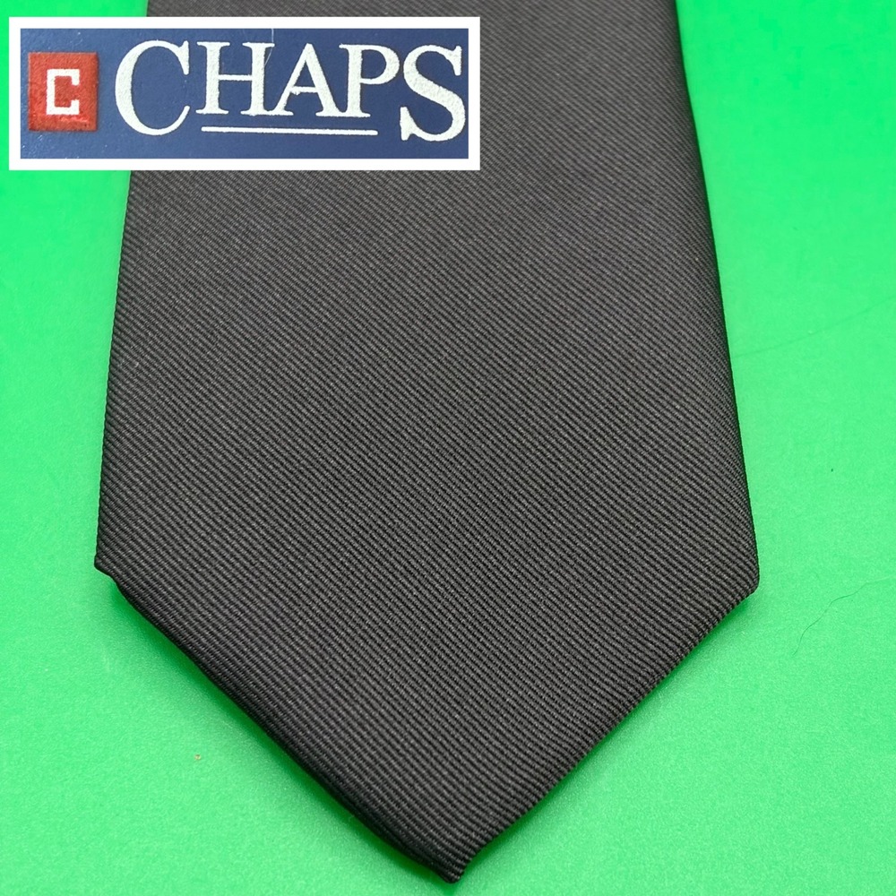 Chaps Solid Black Neck Tie Teen School Formal Dress Classic Basic Boys Youth NWT